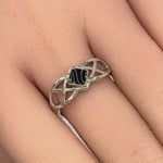 Sterling Silver Synthetic Black Onyx Celtic Ring
