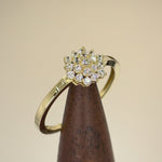 Solid 14K Yellow Gold Layered Chevron CZ Ring