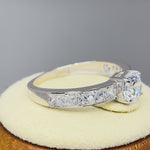 Solid 14K White Gold Round & Princess Cut CZ Engagement Ring