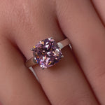 Sterling Silver Cushion-Cut Pink CZ Ring