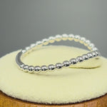 Solid 14K White Gold Beaded V Shape Ring
