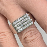 Sterling Silver 4 Row CZ Men's Ring