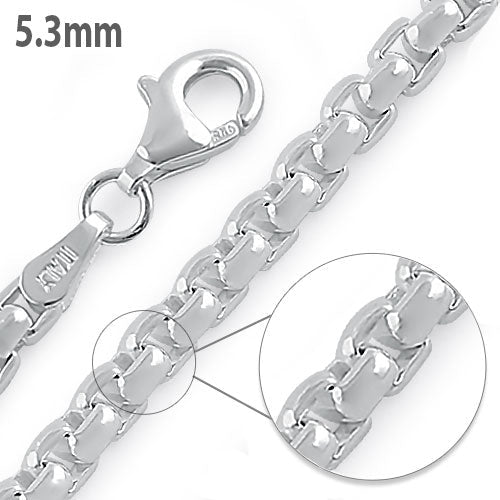 Sterling Silver Round Box Chain Necklace 3.8mm