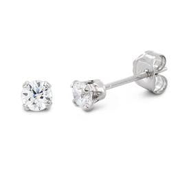 0.25 ct Sterling Silver CZ Stud Earrings 3MM