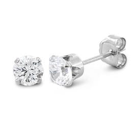 0.5 ct Sterling Silver CZ Stud Earrings 4mm