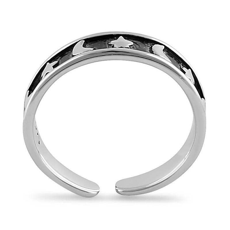 Sterling Silver Moon and Star Adjustable Toe Ring