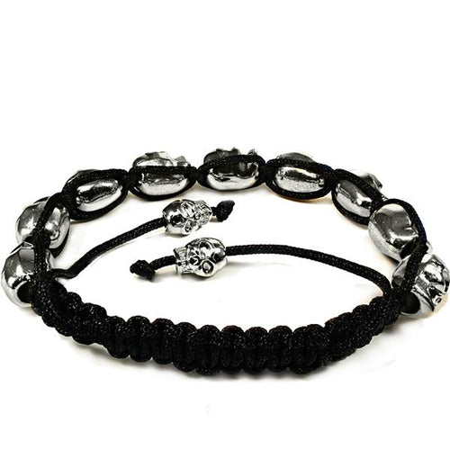 10MM 9 Silver Color Skulls Stone Bead Bracelet