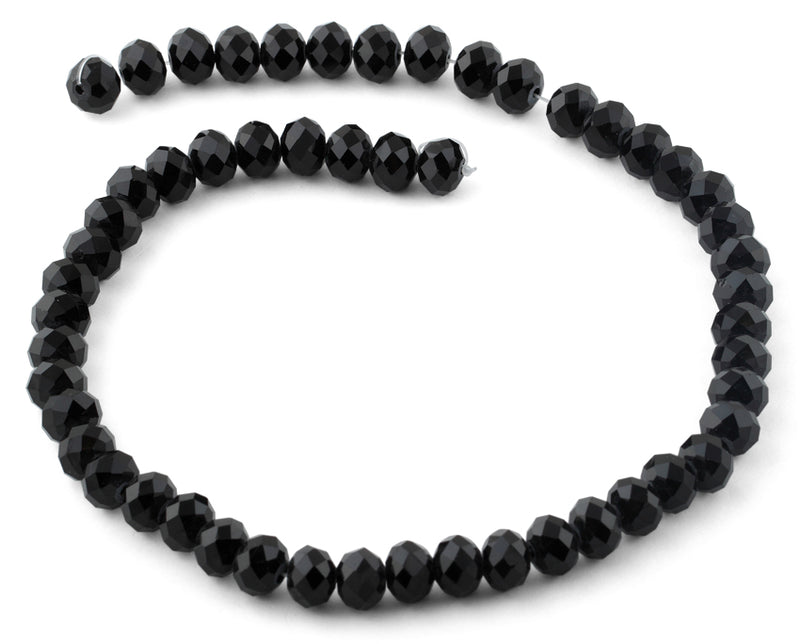 10mm Black  Faceted Rondelle Crystal Beads