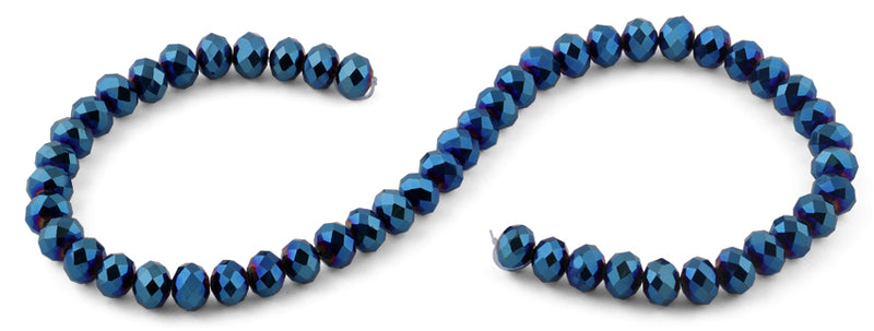 10mm Blue Faceted Rondelle Crystal Beads