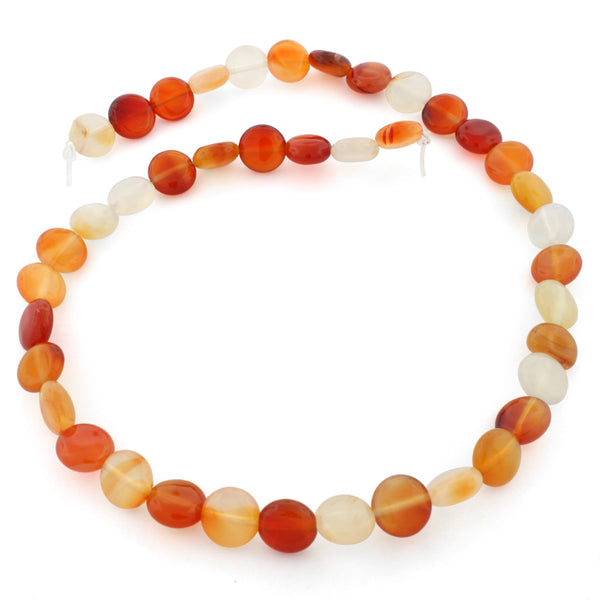 10mm Coin Natural Carnelian Gem Stone Beads