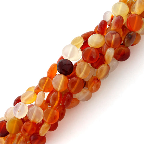 10mm Coin Natural Carnelian Gem Stone Beads