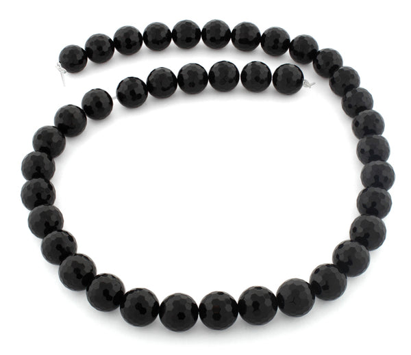 10mm Faceted Round Black Onyx Gem Stone Beads