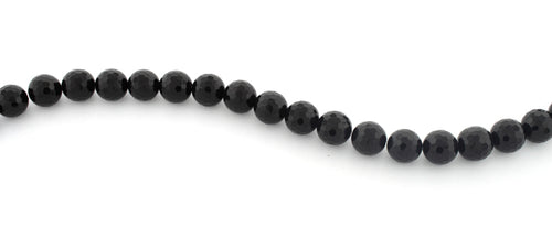 10mm Faceted Round Black Onyx Gem Stone Beads