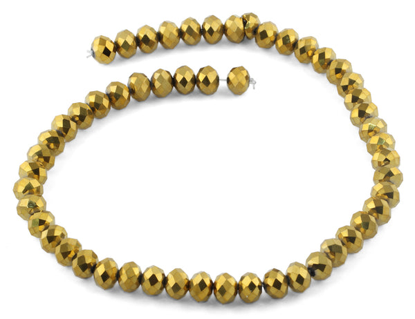 10mm Gold Faceted Rondelle Crystal Beads