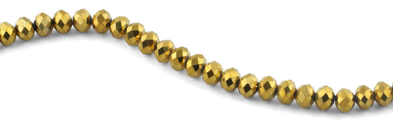 10mm Gold Faceted Rondelle Crystal Beads