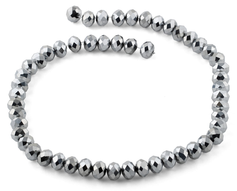 10mm Grey Faceted Rondelle Crystal Beads