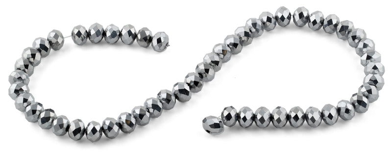 10mm Grey Faceted Rondelle Crystal Beads