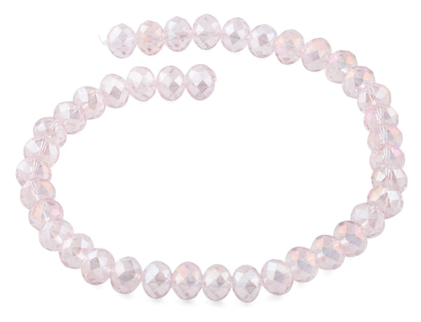 10mm Pink Faceted Rondelle Crystal Beads