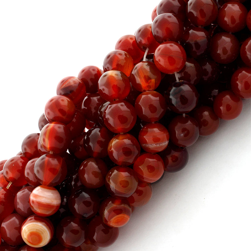 10mm Plain Round Red Agate Gem Stone Beads