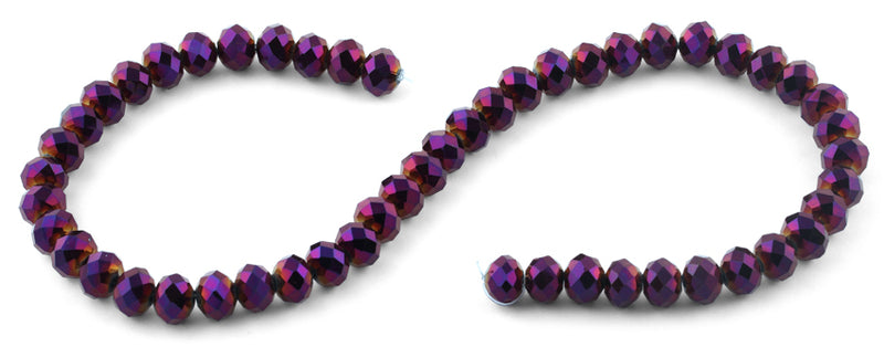 10mm Purple Faceted Rondelle Crystal Beads