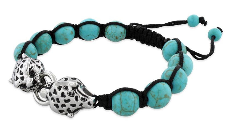 10MM Turquoise w/ Steel Panthers Stone Bead Shamballa Bracelet