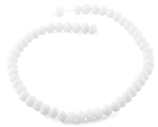 10mm White Faceted Rondelle Crystal Beads