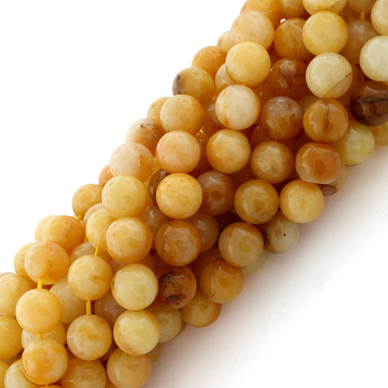 10mm Yellow Jade Gem Stone Beads