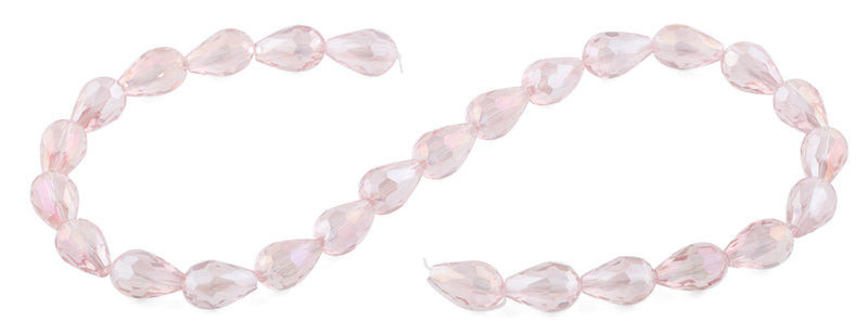 10x15mm Pink Drop Faceted Crystal Beads