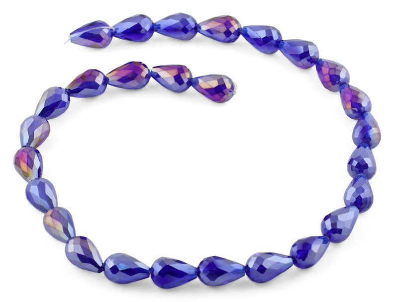 10x15mm Purple Drop Faceted Crystal Beads