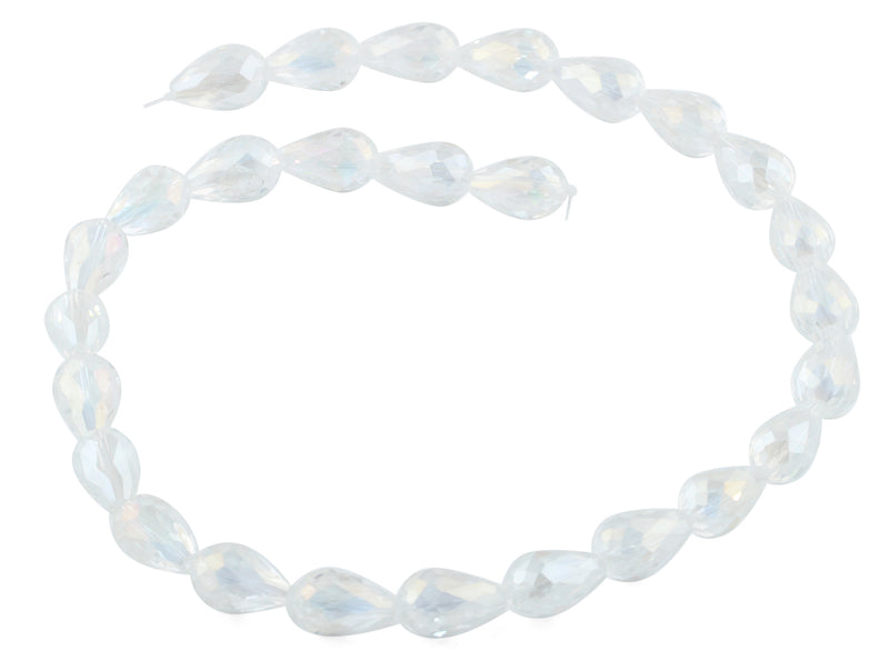 10x15mm White Drop Faceted Crystal Beads