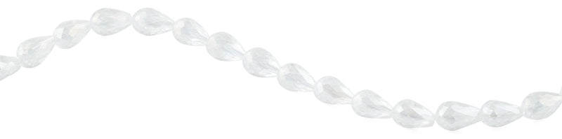 10x15mm White Drop Faceted Crystal Beads