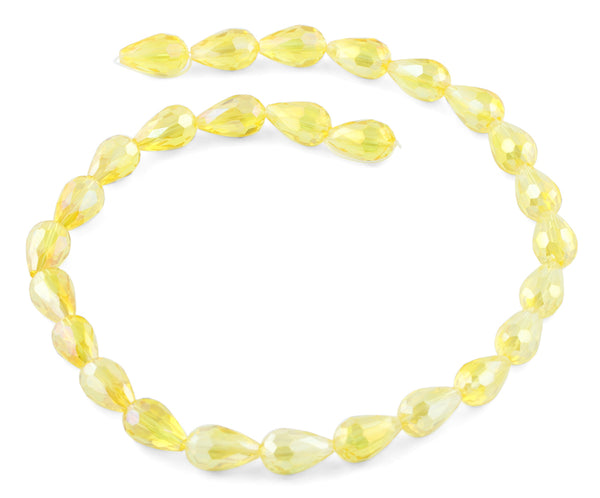 10x15mm Yellow Drop Faceted Crystal Beads