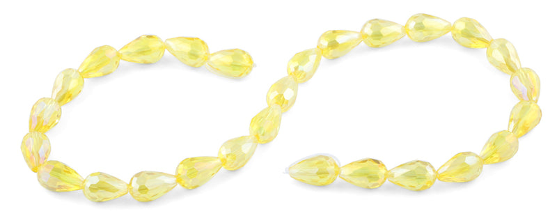 10x15mm Yellow Drop Faceted Crystal Beads