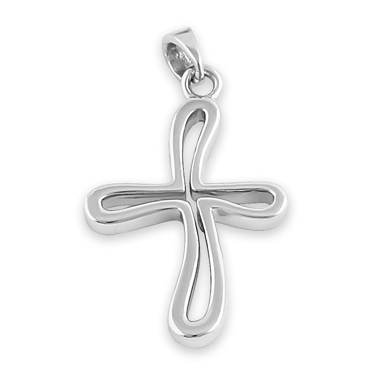 Sterling Silver Wavy Cross Pendant