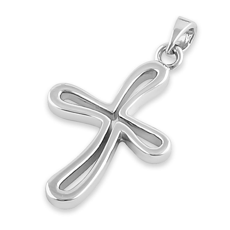 Sterling Silver Wavy Cross Pendant