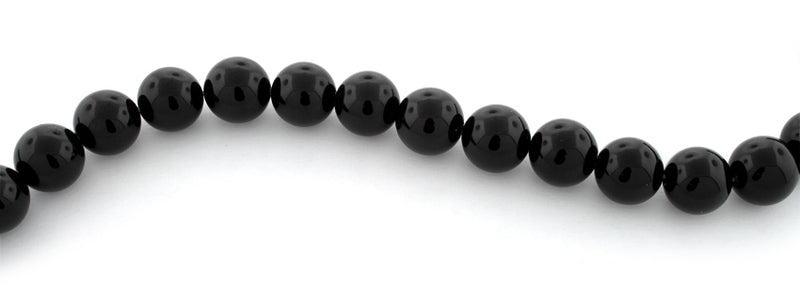 12mm Plain Round Black Agate Gem Stone Beads