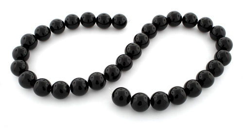 12mm Plain Round Black Agate Gem Stone Beads