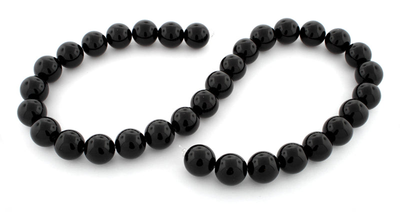 12mm Plain Round Black Agate Gem Stone Beads