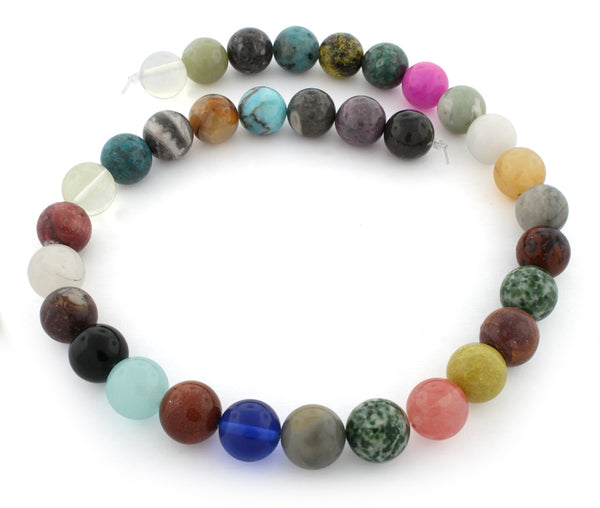 12mm Plain Round Multi-Stones Gem Stone Beads