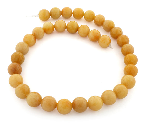 12mm Yellow Jade Gem Stone Beads