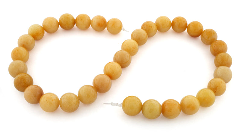 12mm Yellow Jade Gem Stone Beads