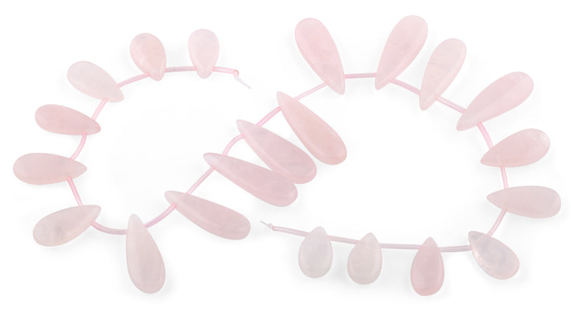 12x33-13x40MM Rose Quartz Pear Gemstone Beads