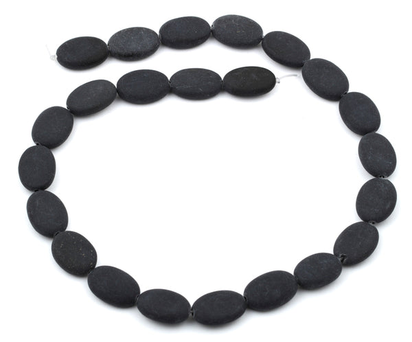 13x18MM Frosted Blackstone Oval Gemstone Beads