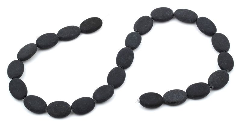 13x18MM Frosted Blackstone Oval Gemstone Beads