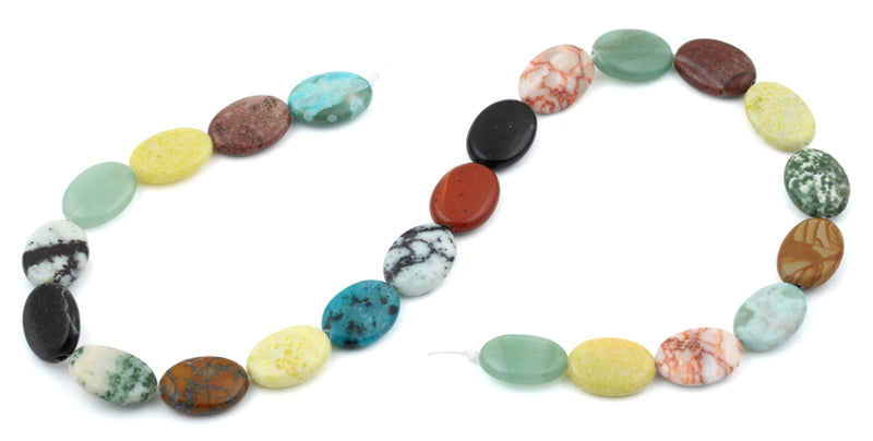 13x18MM Multi-stones Puffy Oval Gemstone Beads