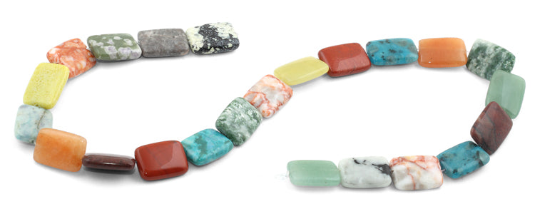 13x18mm Multi-Stones Puffy Rectangular Beads