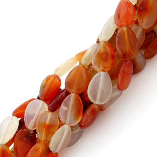 13x18mm Pear Natural Carnelian Gem Stone Beads