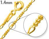 14K Gold Plated Sterling Silver Figaro Chain 1.4MM
