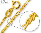 14K Gold Plated Sterling Silver Figaro Chain 1.7MM