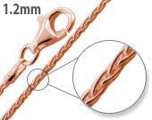 14K Rose Gold Plated Sterling Silver Spiga Chain 1.2MM